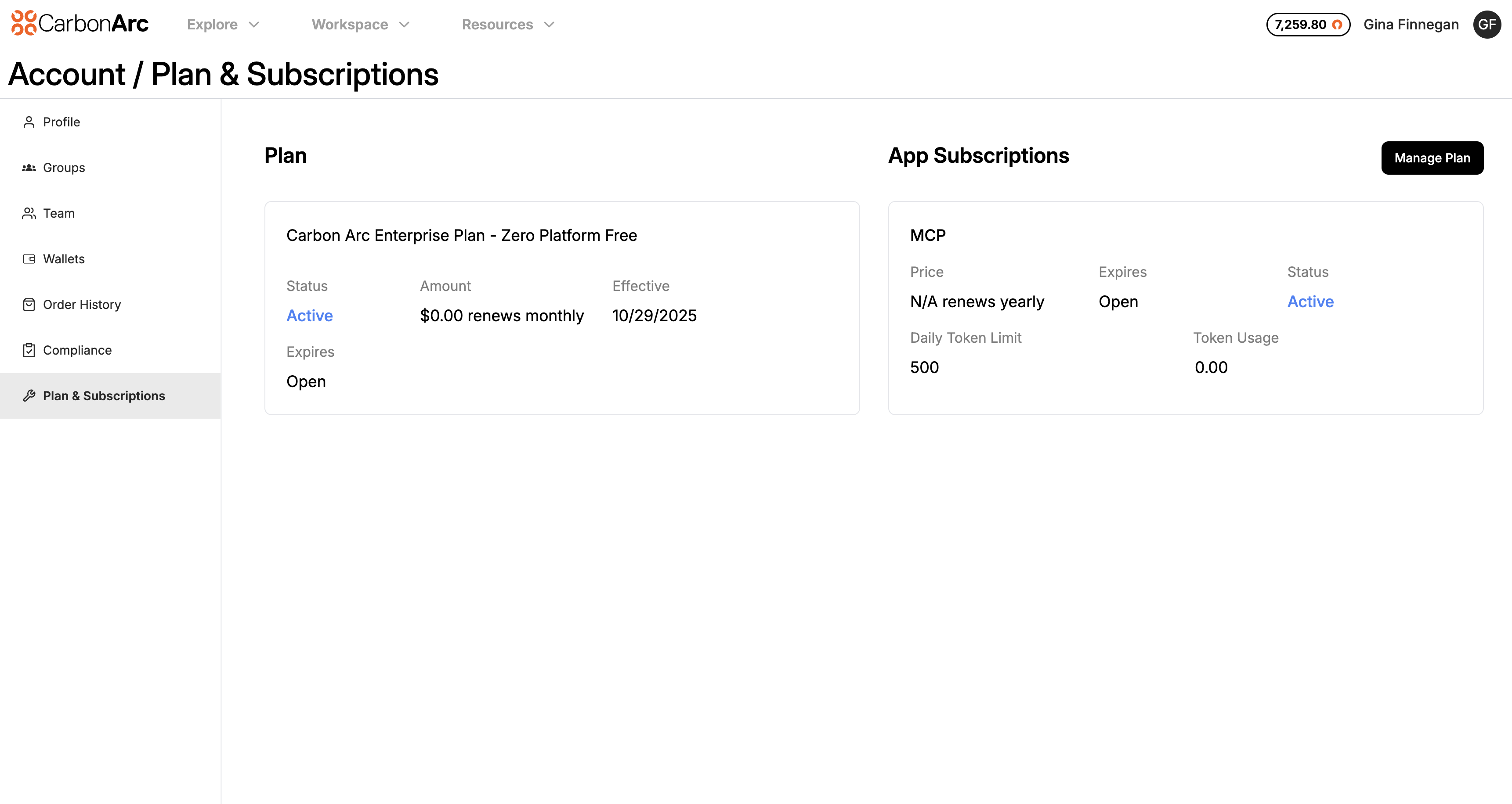 Plan & Subscriptions